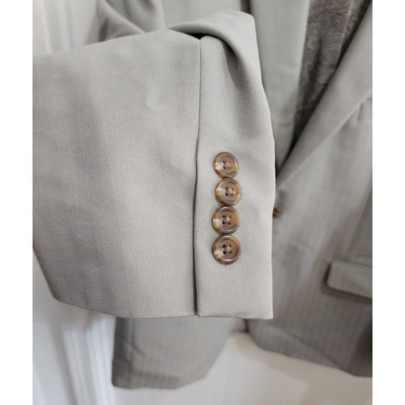 Chaps Beige Striped 2 Button Paisley Lined Suit Jacket Blazer Sport Coat Sz 44R - Picture 5 of 12